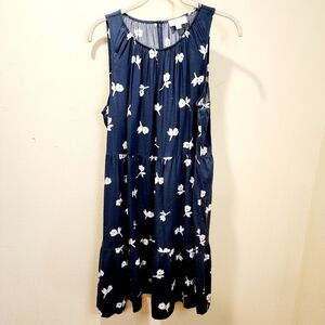 LOFT Women's Floral Sleeveless Navy Casual  Dress Size L